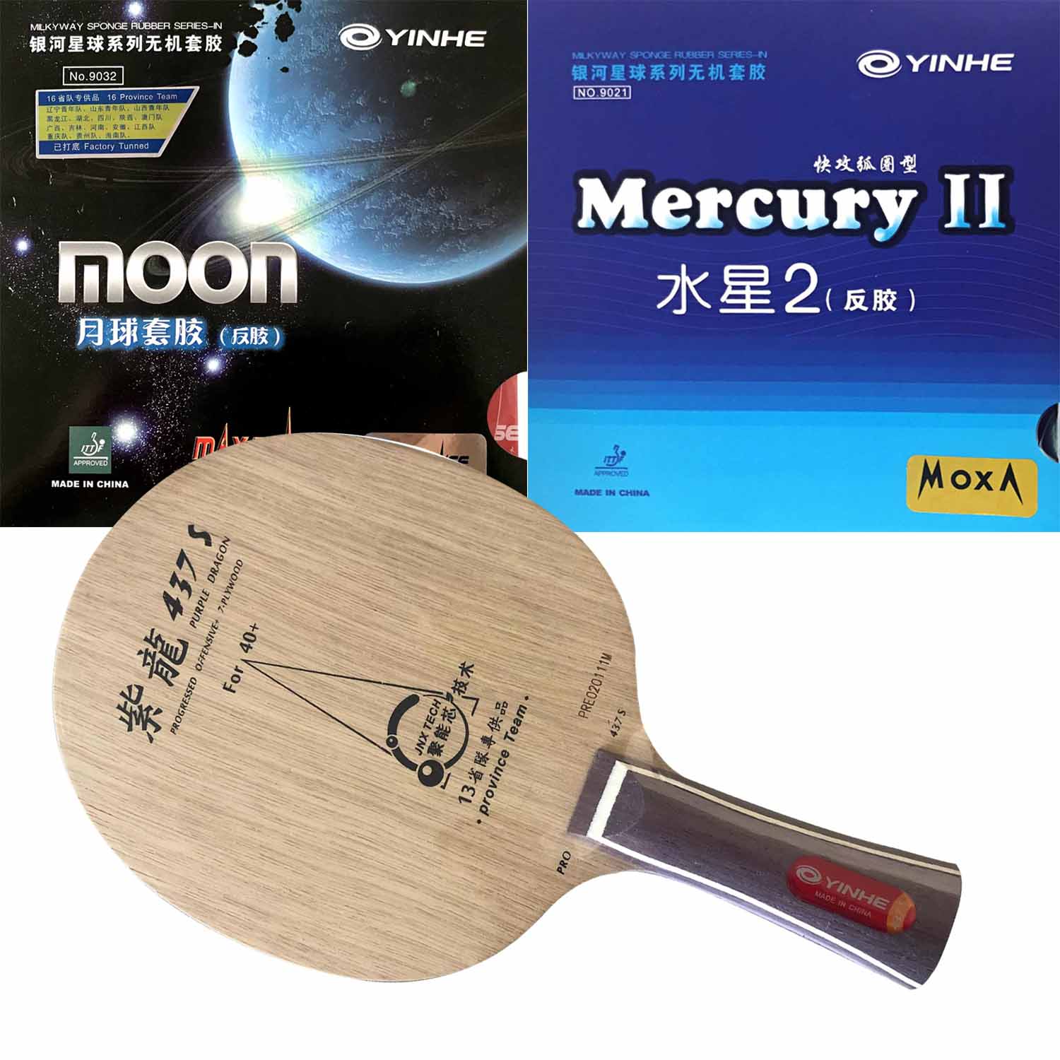 Table Tennis Zhang Jike - Raket Pro Combo YINHE Purple Dragon